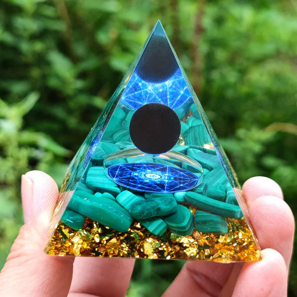 Skanto | Orgonitt-pyramide helbredelse krystaller energigenerator med ametyst pendel - Reiki chakra meditasjonsverktøy og romdekor