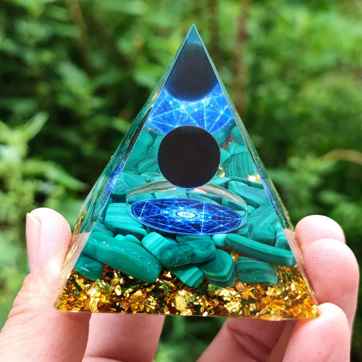 Skanto | Orgonitt-pyramide helbredelse krystaller energigenerator med ametyst pendel - Reiki chakra meditasjonsverktøy og romdekor
