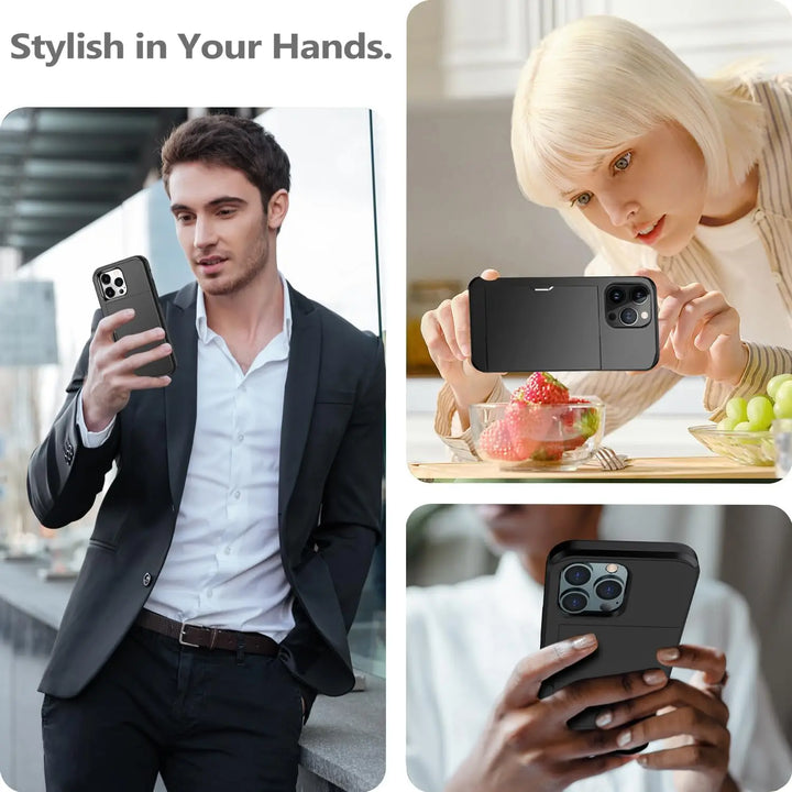 Skanto | LuxShield iPhone-deksel med kortlomme | Slank design | Kortoppbevaring | Beskyttelse og stil