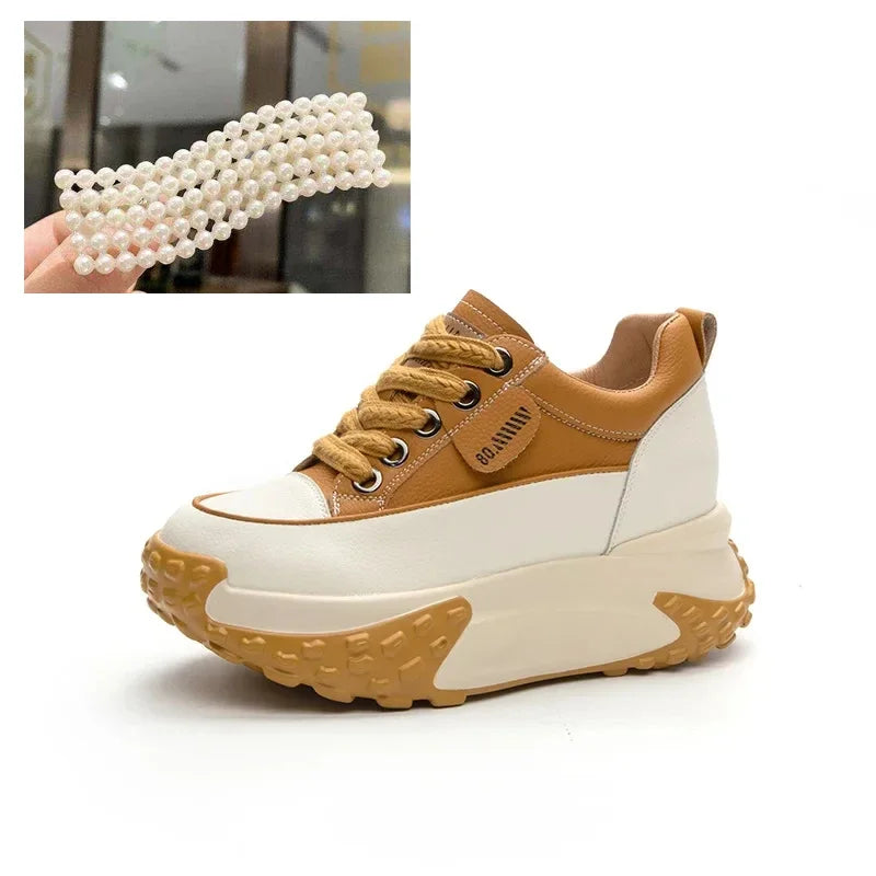 Skanto | 7 cm Plattform Wedge Sneakers laget av Lær