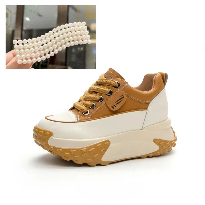 Skanto | 7 cm Plattform Wedge Sneakers laget av Lær