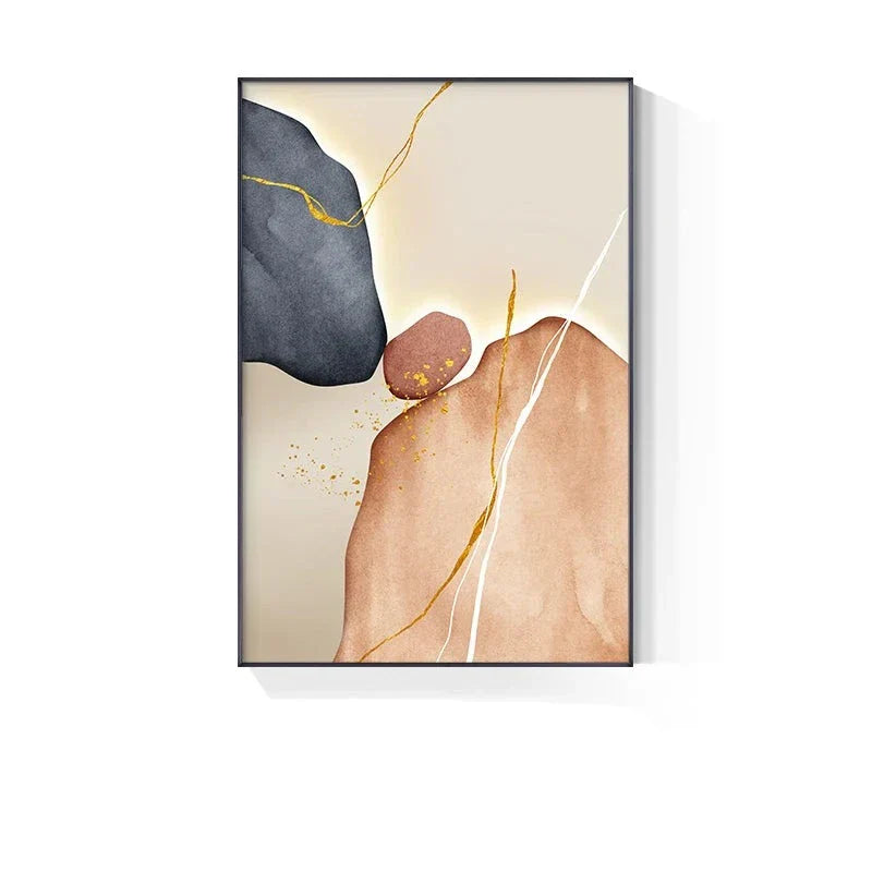Modern Abstract Nordic Zen Stone Wall Art Fine Art Canvas Prints Neutral Tones Geometric Design Pictures for Modern Interior | Skanto