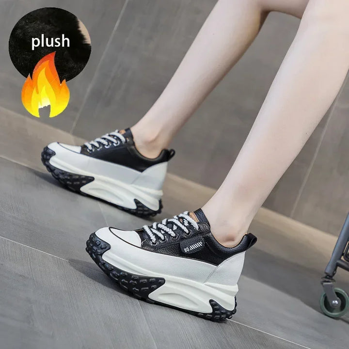 Skanto | 7 cm Plattform Wedge Sneakers laget av Lær
