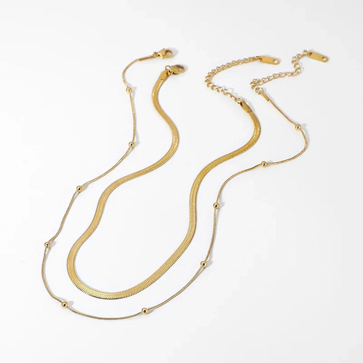 Skanto | 14k Herringbone & Satellite Chain Necklace Stack