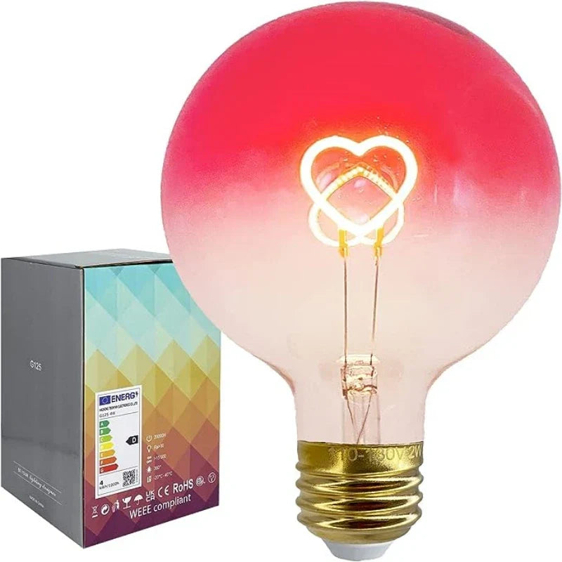 Rosa LED-pære med hjerte mønster – gradient | Skanto