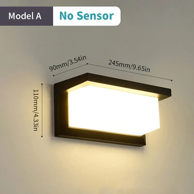 Skanto | LED vegglampe med radar bevegelsessensor – 16W vanntett lys for innendørs og utendørs bruk, kaldt og varmt hvitt lys, AC85-265V