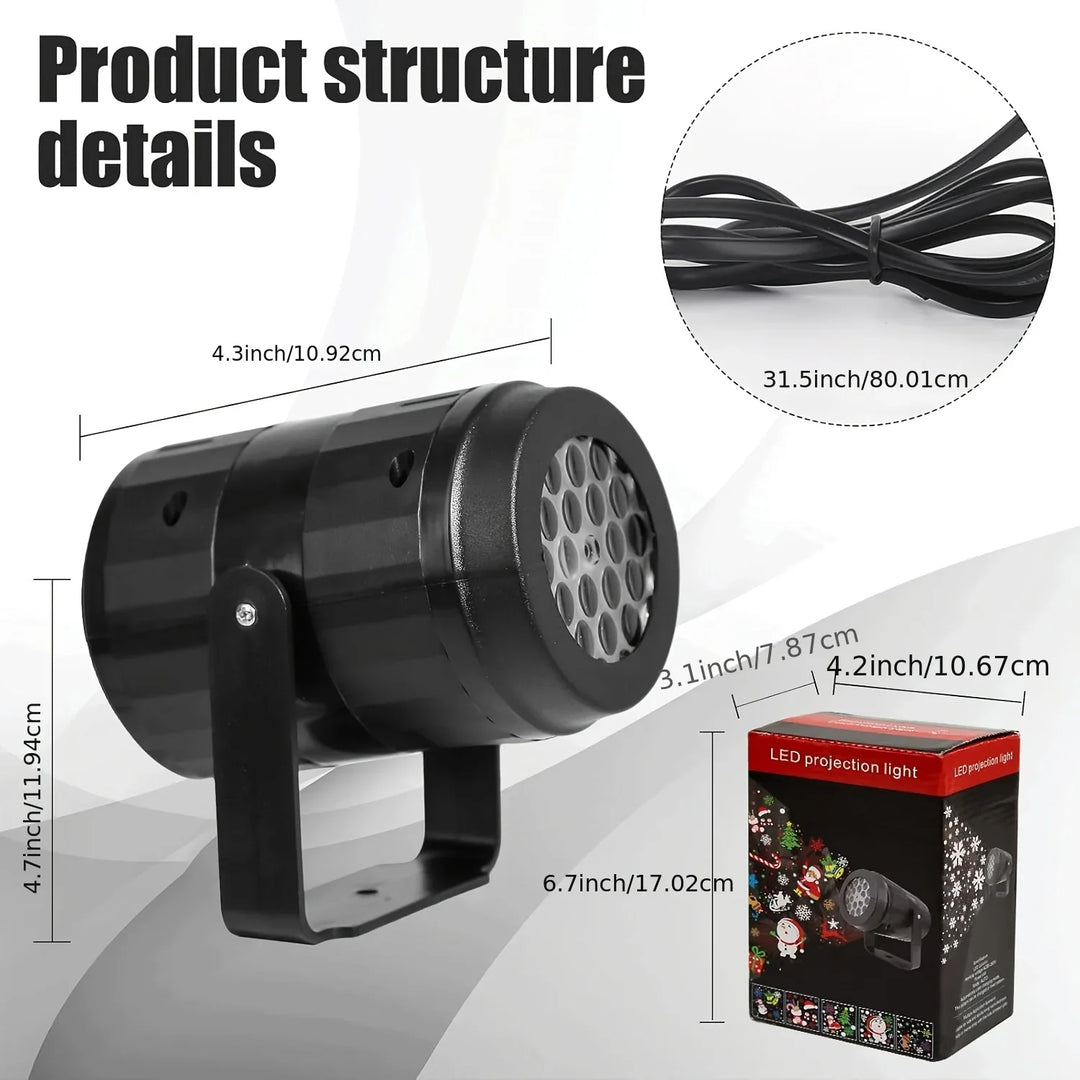 Skanto | LED Jule Projektor SnowMotion | 16 Roterende Mønstre | Innendørs & Utendørs | Julebelysning for Hjem, Hage & Fest