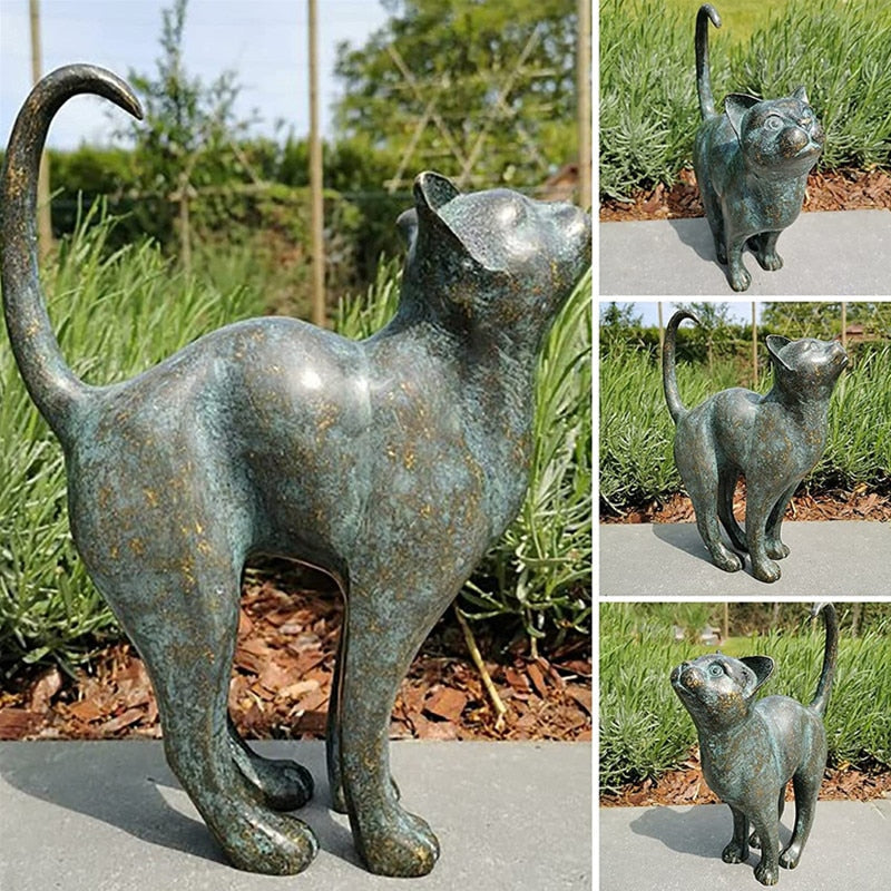 Norvo | Fortryllende Hage Katt Statuer - Purr-fect Harpiks Dekorasjon