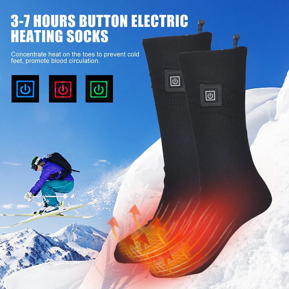 Skanto | Elektrisk oppvarmede sokker | USB oppvarmede sokker for kvinner og menn | 3 varmeinnstillinger | Ideell for ski, sykling og utendørs | ThermaStep