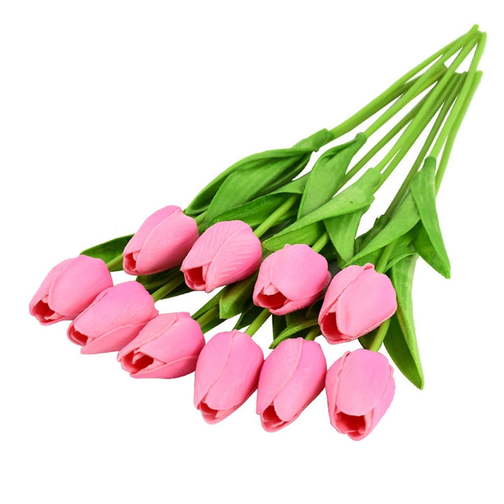 Skanto | Kunstig Blomsterbukett med Tulipaner, Dekorasjon (10 Stykker)