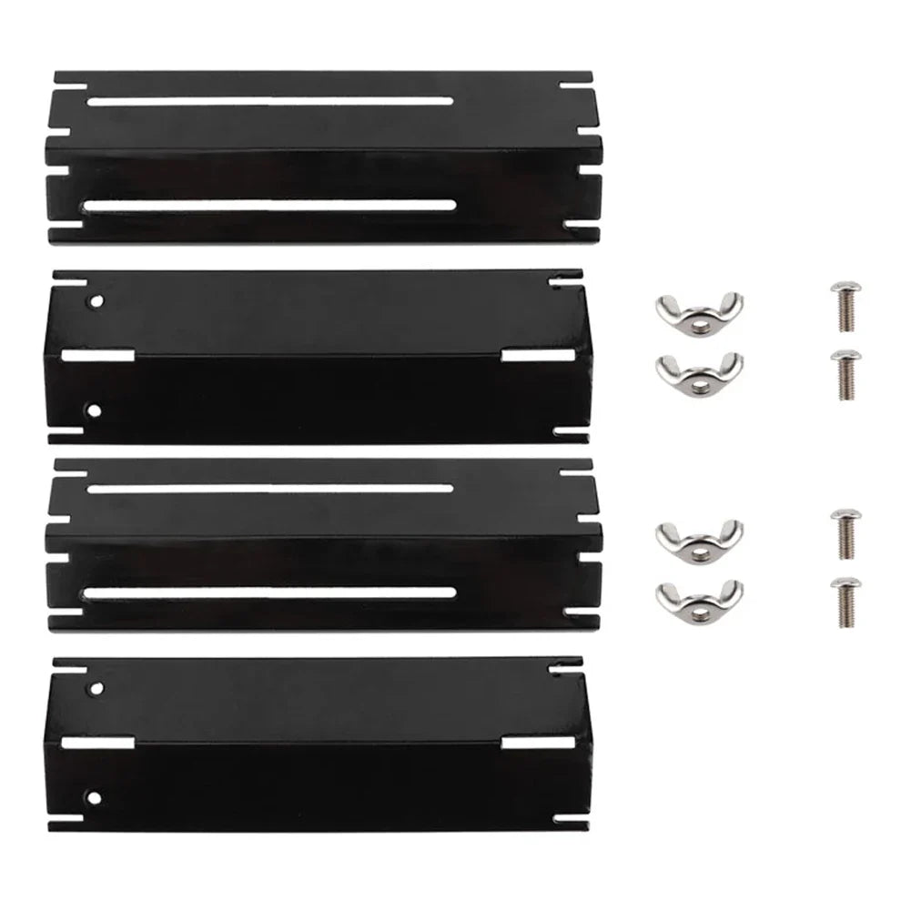 Norvo | Grill skjold Justerbart varmebeskyttelse for gassgriller | Erstatnings termiske plater laget av emalje | 2/4 par sett | Universelt justerbart 30–56 cm