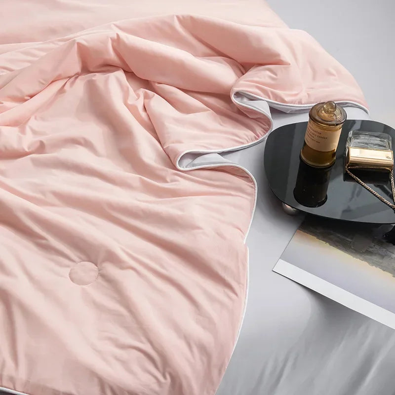 Air Condition Sommer Komforter — Ren Farge Is Silke Kjøleteppe, Lett & Glatt Twin/King Størrelse Quilt | Skanto