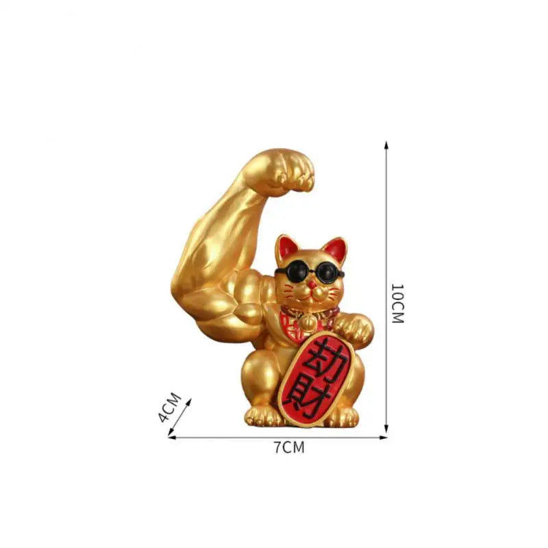 Skanto | Stor hånd, glad rikdom, vinkende katt, gullfarget vinkende håndkatt, hjemmeinnredning, velkomment vinkende katt, skulptur, statue, dekor, bilornament, butikkgave