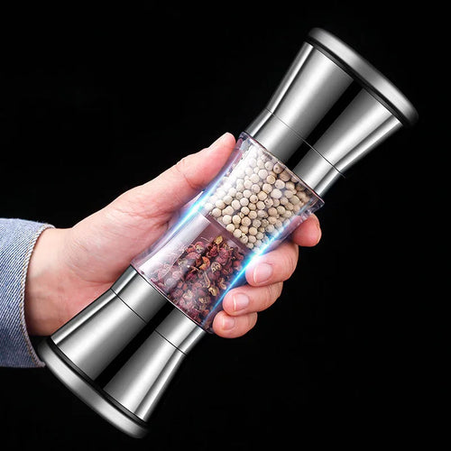 Skanto | 2-i-1 Kryddkvern SPICURA DuoMill | Rustfritt stål Dobbeltkvern for salt & pepper | Manuell & Stilfull