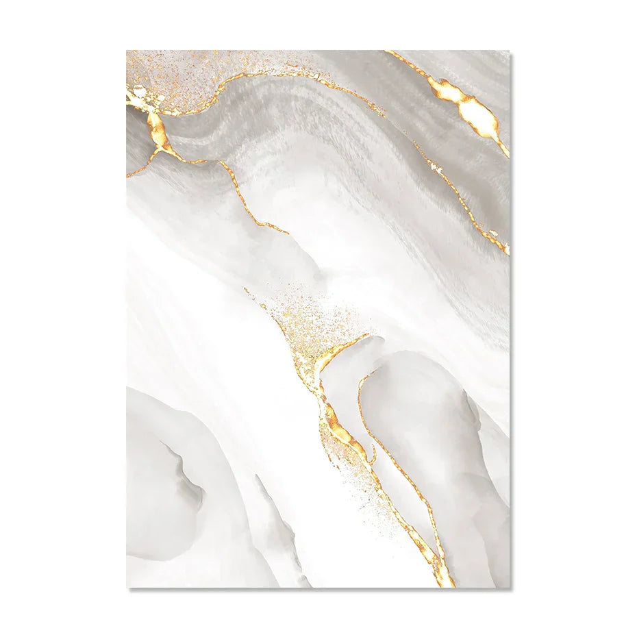 Light Luxury Golden Gray Marble Print Wall Art Quality Canvas Posters Abstract Minimalist Pictures For Modern Living Room Decor | Skanto