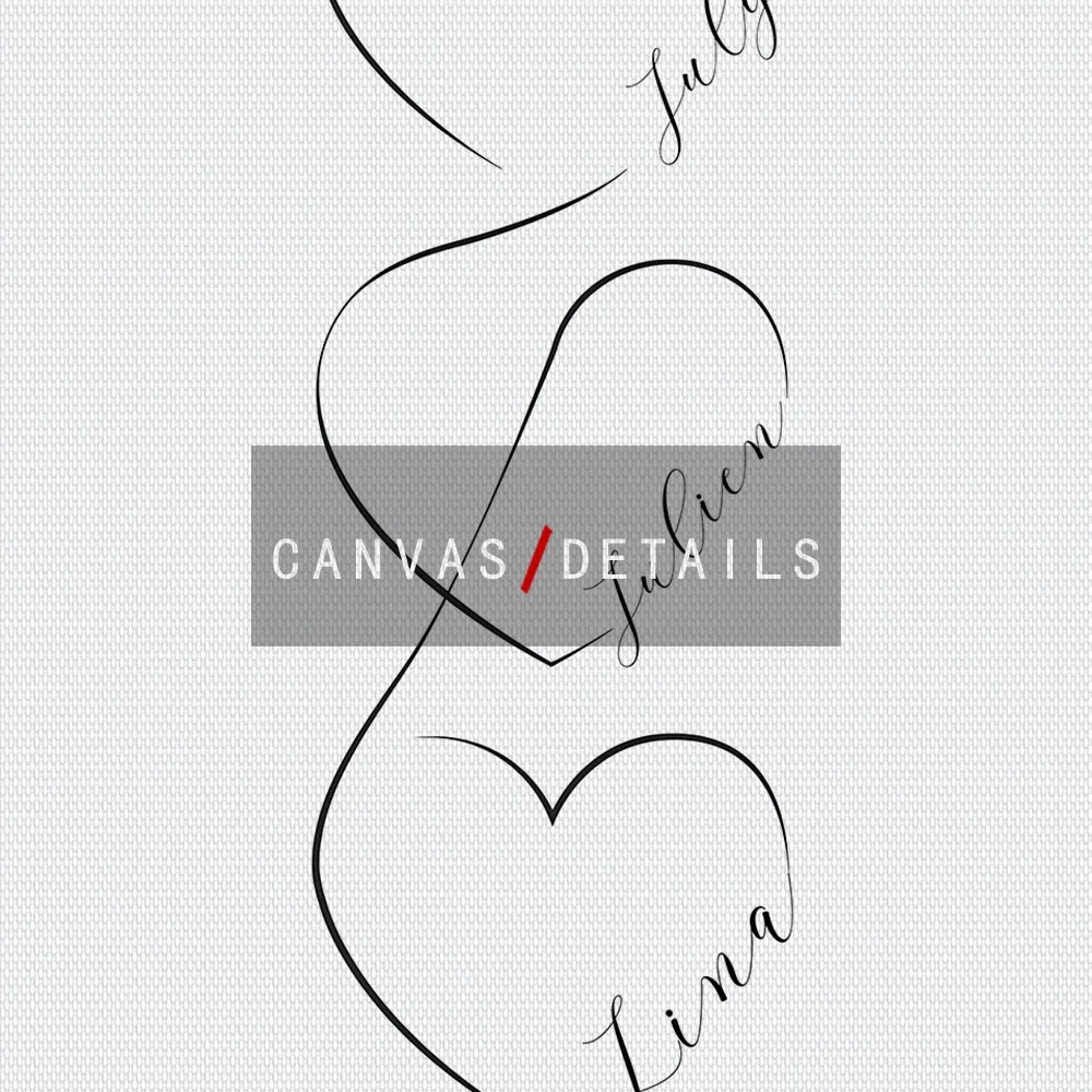 Personalized Love Heart Couple Name Poster Wall Art Black White Canvas Prints Simple Pictures for Bedroom Living Room Wall Decor | Skanto