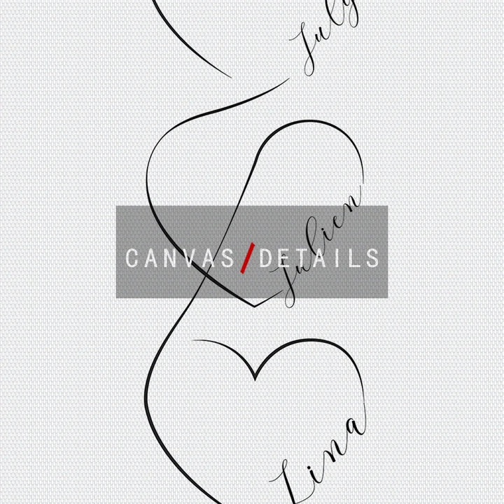 Personalized Love Heart Couple Name Poster Wall Art Black White Canvas Prints Simple Pictures for Bedroom Living Room Wall Decor | Skanto