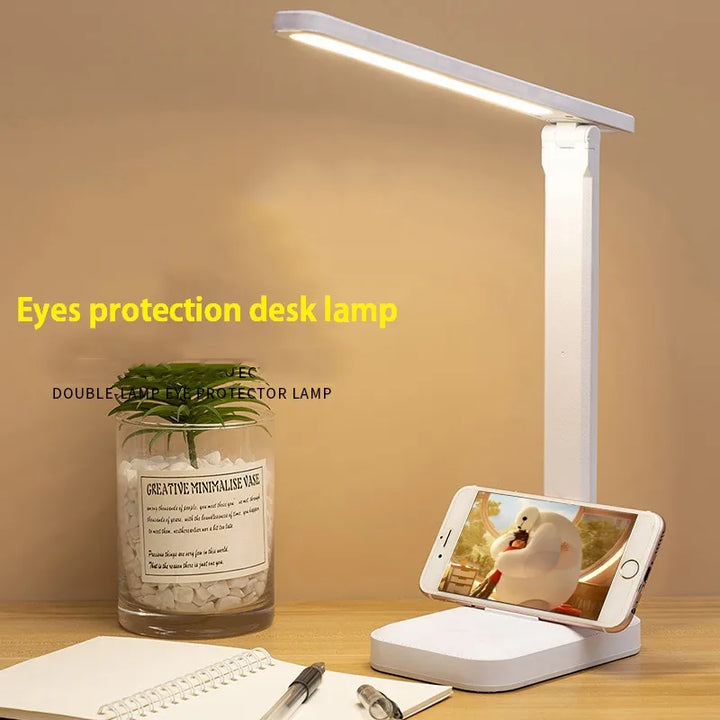 Skanto | 6000mAh oppladbar LED bordlampe USB 3 farger stegløs dimbar skrivebordslampe berøring foldbar øye-beskyttende leselys nattlys