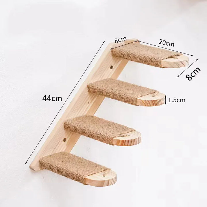 Kattestige for veggmontering laget av tre med sisal Skanto