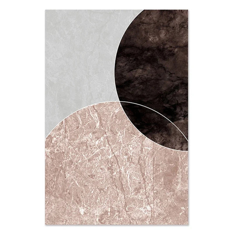 Scandinavian Abstract Gray Pink Granite Wall Art Fine Art Canvas Prints Pictures For Modern Apartment Living Room Bedroom Art Decor | Skanto