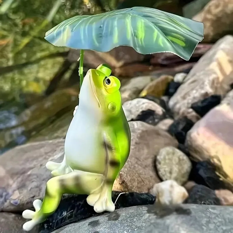 Skanto | Frosk på lotusblad figur for akvarium hagedekorasjon og balkongdekorasjon