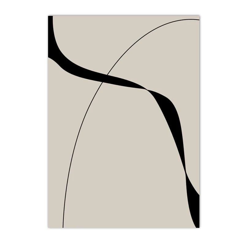 Modern Abstract Black Form & Line Minimalist Wall Art Fine Art Canvas Prints Pictures For Modern Apartment Living Room Bedroom Art Decor | Skanto
