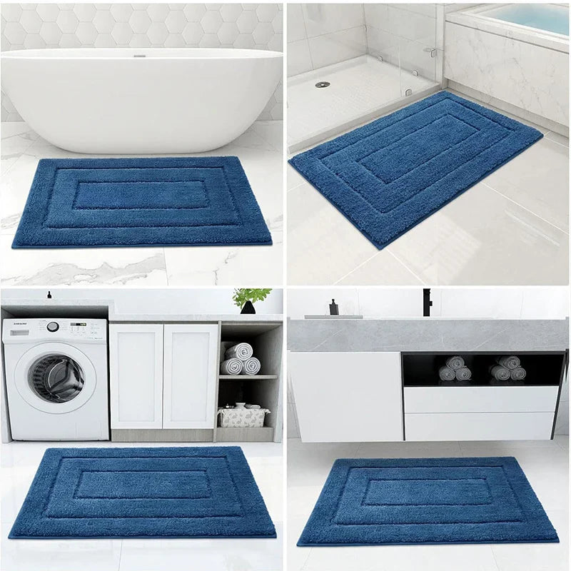 Baderomsmatte Mikrofiber Anti-Sklipp – Dobbeltlag Badmatte | Svært Absorberende & Myk | Komfort Dørmatte | Skanto