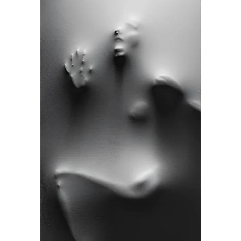 Modern Art Abstract Ghostly Figures on Wall Canvas Prints Black White Wall Art Posters Pictures for Living Room Bedroom Art Decor | Skanto