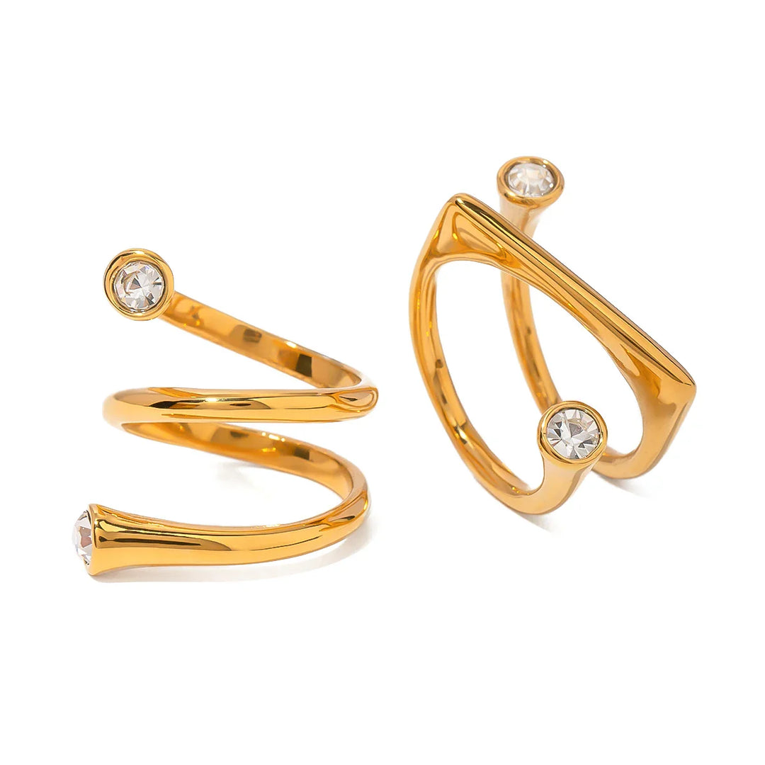 Skanto | Asymmetrisk Tripple Innviklet Diamant Tipp Ringer