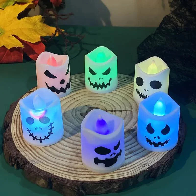 Skanto | Halloween LED Spøkelse & Gresskar Stearinlys – 6 Pakke