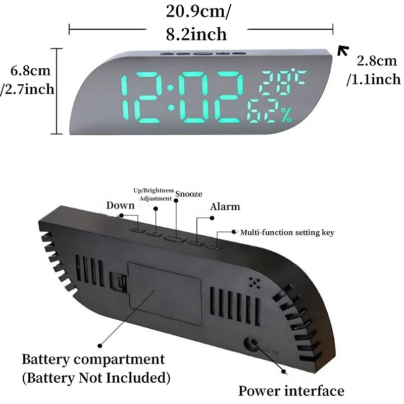 Skanto | LED Digital Vekkerklokke med Dobbelt Skjerm & Ubegrenset Snooze