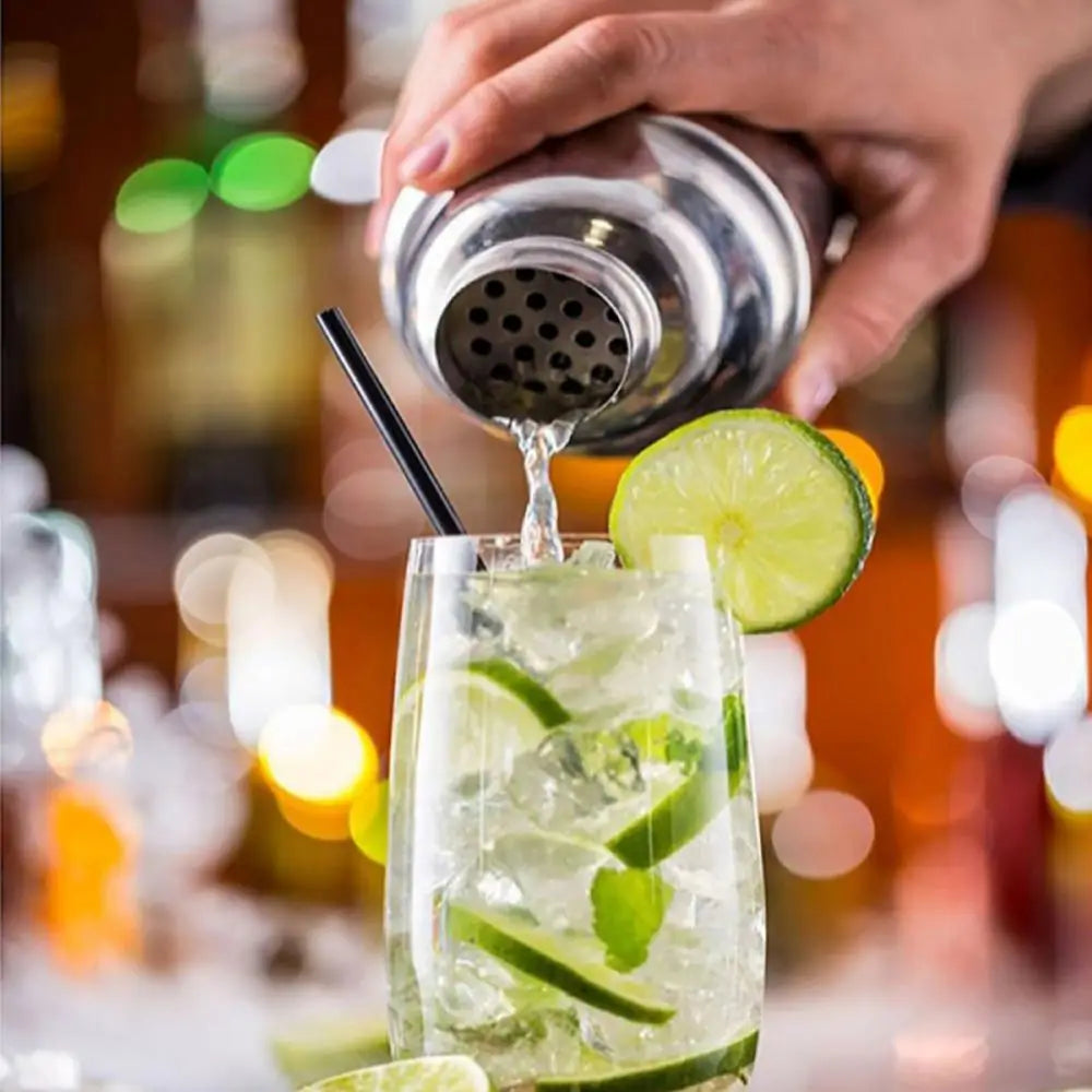 8-delt sett med premium matt svart cocktailshaker – Hjemmebar essensielt | Skanto