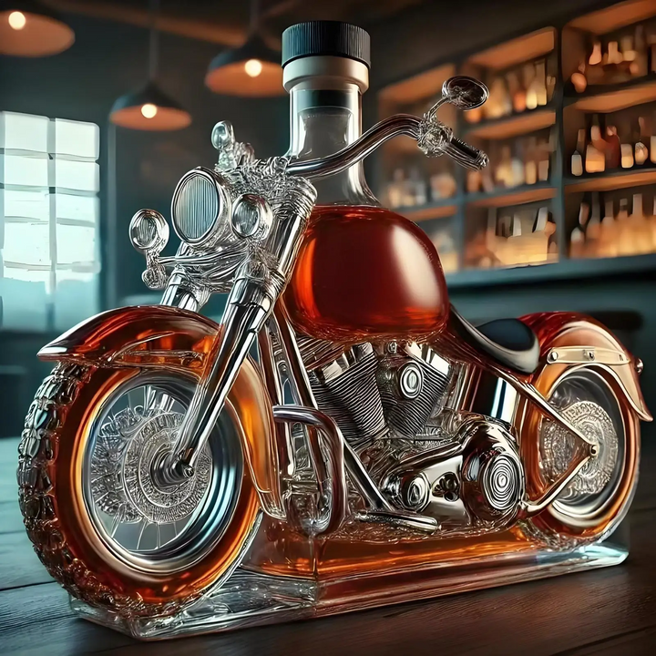 Whiskykaraffe i form er en Harley-Davidson-Motorrads für die Hausbar