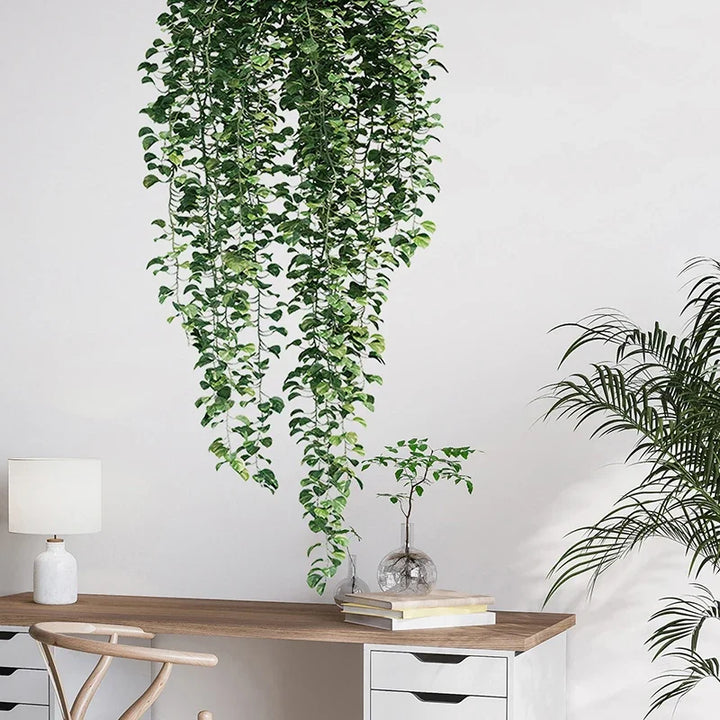Realistic Green Vine Wall Decal 54x105cm Green Leaves Wall Sticker Removable Peel and Stick PVC Vinyl Mural for Creative DIY Home Decor | Skanto