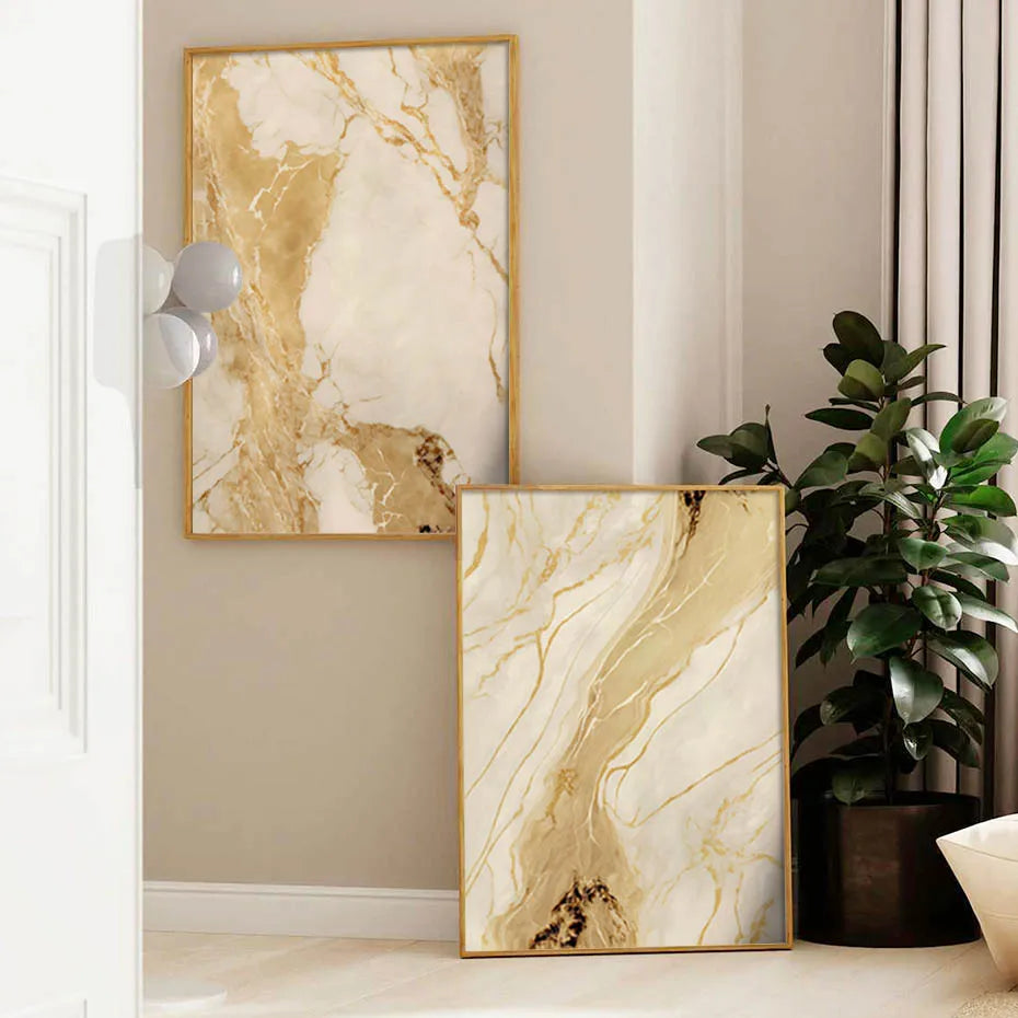 Modern Abstract Black Beige Gold Fluid Marble Print Wall Art Fine Art Canvas Prints Pictures For Living Room Bedroom Art Decor | Skanto