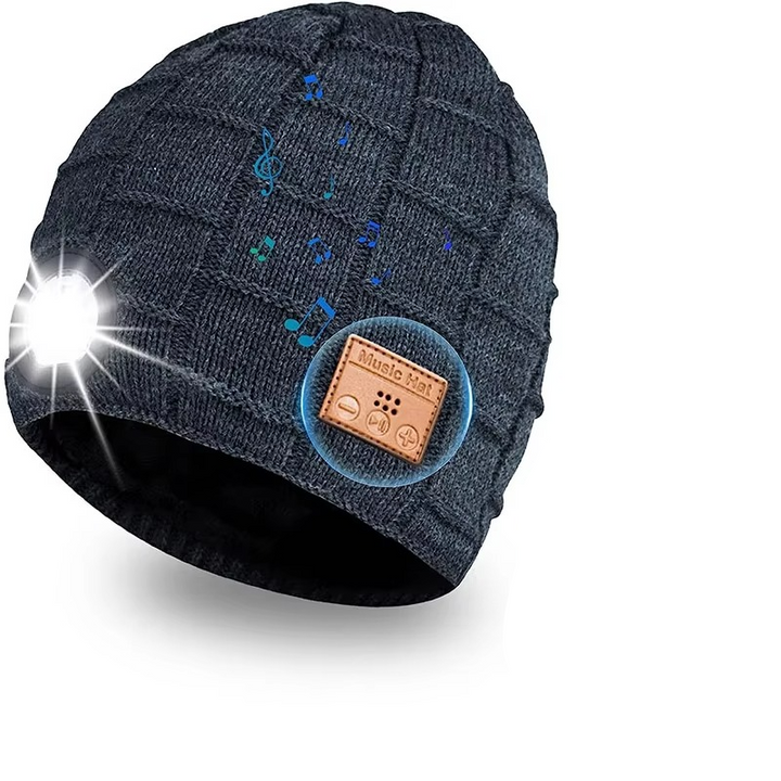 Skanto | Trådløs Bluetooth Musikk Lue med Innebygde Hodetelefoner og LED Lys