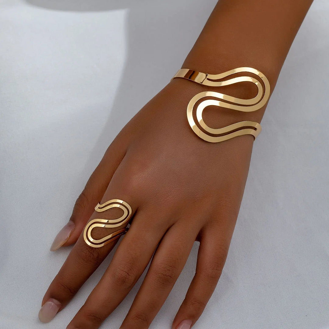 Skanto | Justerbar Moderne Svirvel Armbånd og Ring Sett