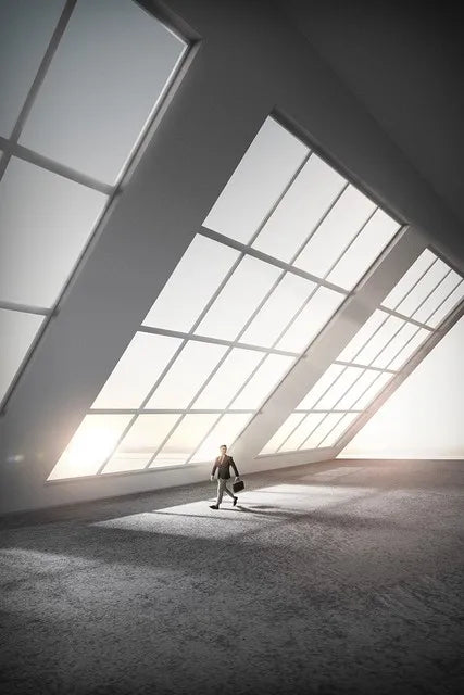 Modern Geometric Architectural Landscape Wall Art Fine Art Canvas Prints Pictures for Studio Home Office Entryway Inspiring Art Decor | Skanto