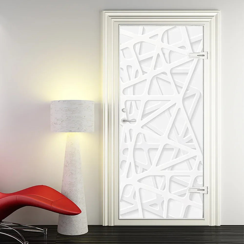 Modern Abstract Pearl Geometric Door Sticker Mural Removable PVC Vinyl Peel N Stick Wall Art Mural Sticker for Indoor Doors Creative DIY Home Deco | Skanto