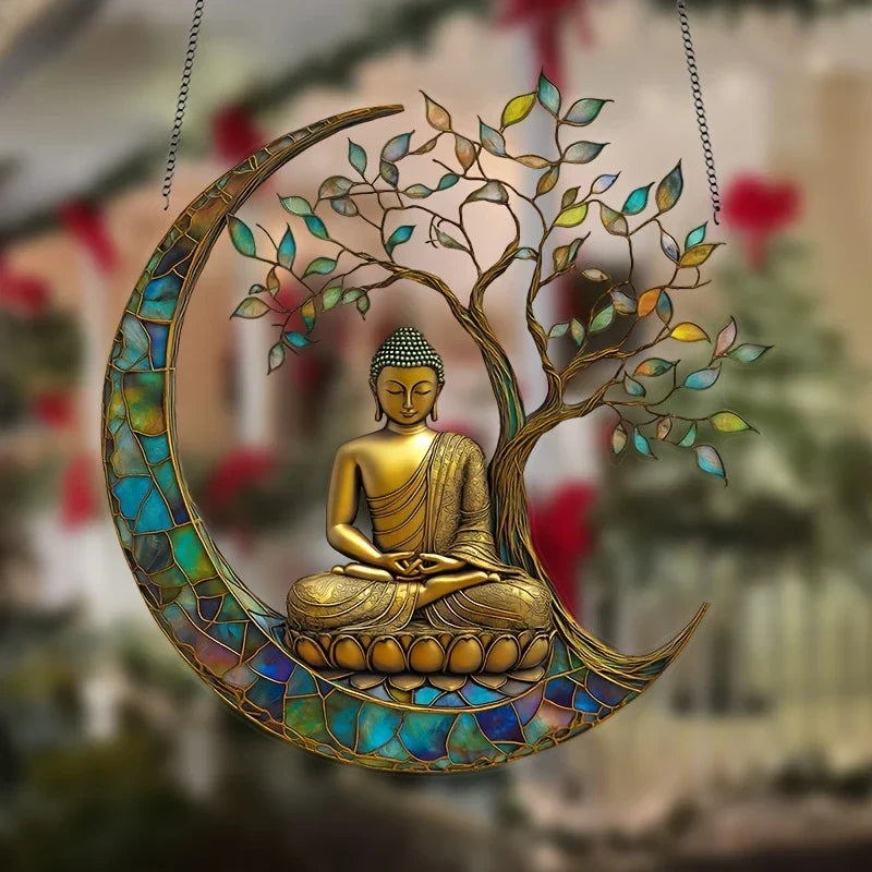 Skanto | Akryl Solfanger ZenLight | 2D Buddha Dekor | Vindu- & Boligtilbehør | Spirituell Romdesign