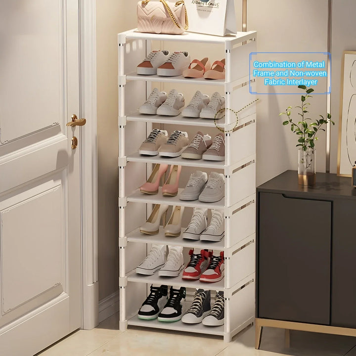 Platzsparendes Schuhregal mit Metallrahmen und 6/8 Ebenen – Liora