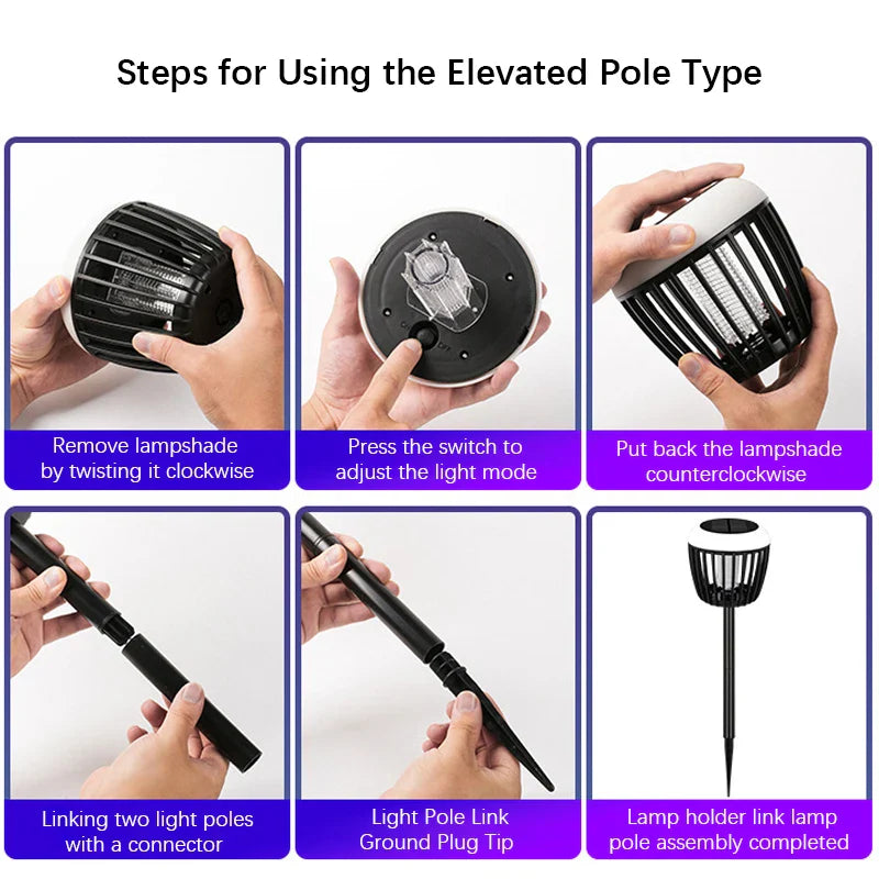 Norvo | SolGuardia Sol Insektlampe | Intelligent Lyskontroll | Anti-Myg med UV Lys & Høyt Spenningsnett | For Hage & Camping