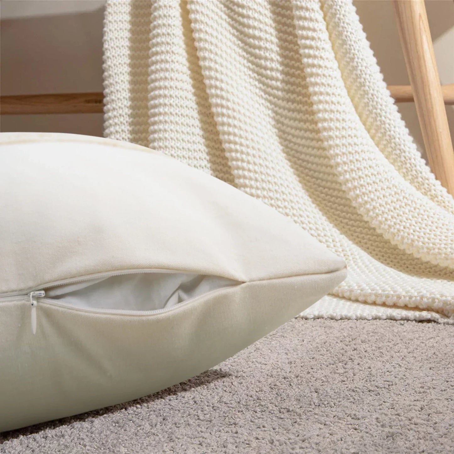 Beige Putetrekk med Geometrisk Mønster i Boho Stil – Dekorativ Sofa Putetrekk for Stue og Soverom, Koselig Hjem Deko