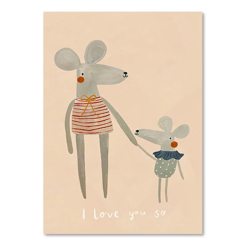 Cute Baby Animals Kids Room Wall Art Illustrations Fine Art Canvas Prints Goose Mouse Lion Polar Bear Posters For Baby Room Wall Decor | Skanto