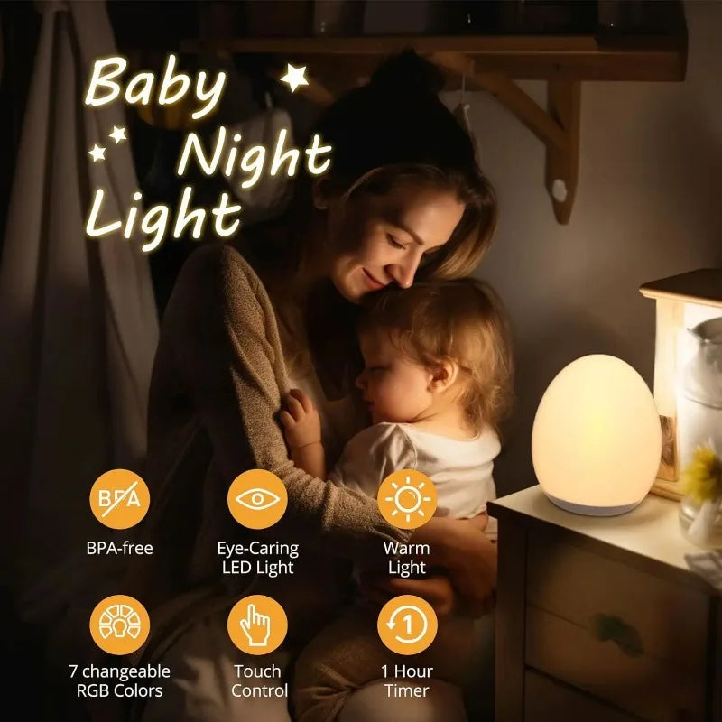 Skanto | Lumiboo Nattlys | RGB & Varme hvit | Berøringskontroll | 100t Batteri | 12 × 10 cm | Barnerom og barnerom