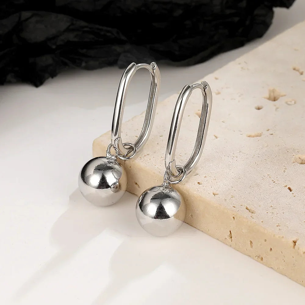 Original 925 Sterling Silver Store Perle Ball Hoops Øredobber For Kvinner 2023 Koreansk Bryllup Fest Smykke Gave For Kvinner Øredobber