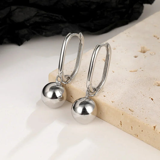 Original 925 Sterling Silver Store Perle Ball Hoops Øredobber For Kvinner 2023 Koreansk Bryllup Fest Smykke Gave For Kvinner Øredobber