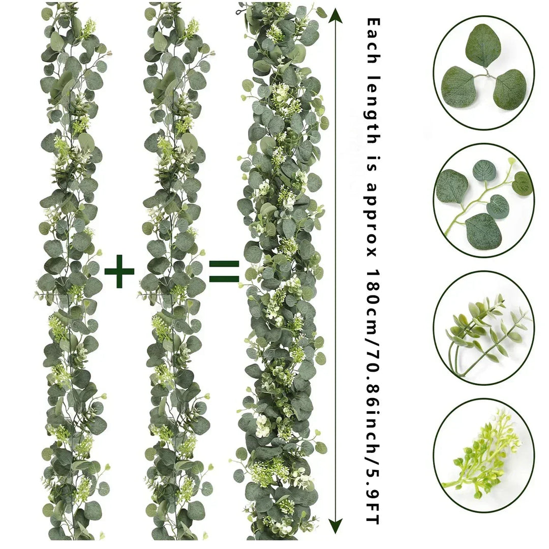 Skanto | Garland - EucaGreen - Künstig Eukalyptus - 2-dels Sett