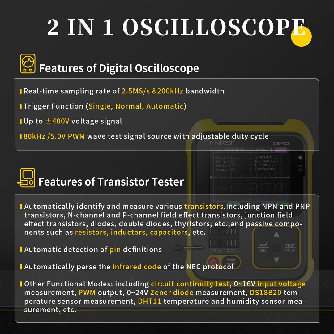 2-i-1 Volt Sjekk Digital Kompakt Transistor | Skanto