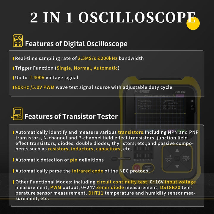 2-i-1 Volt Sjekk Digital Kompakt Transistor | Skanto